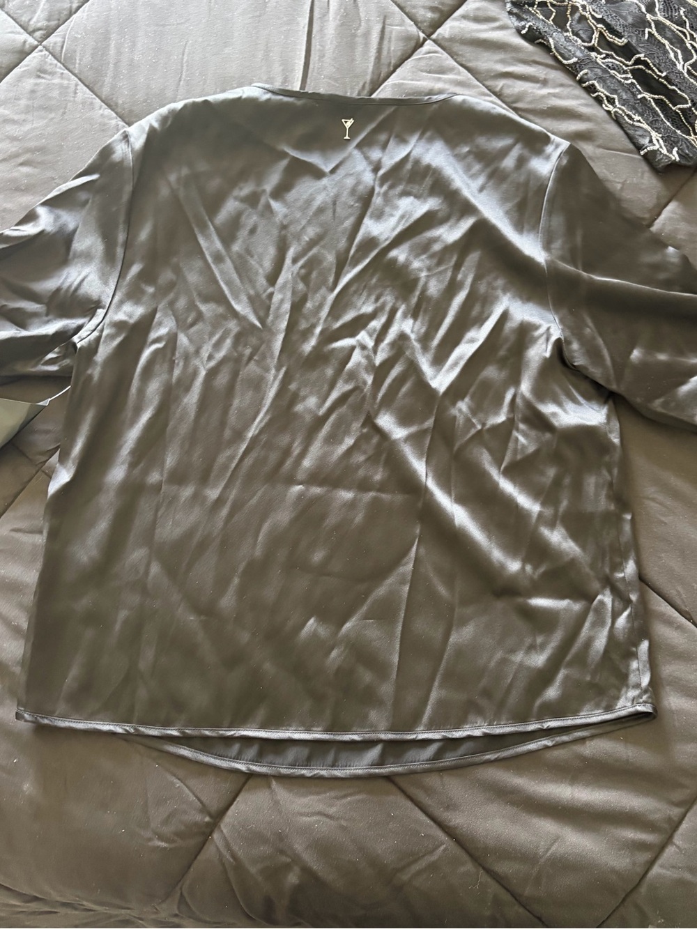 Retrofete Black Satin Blouse